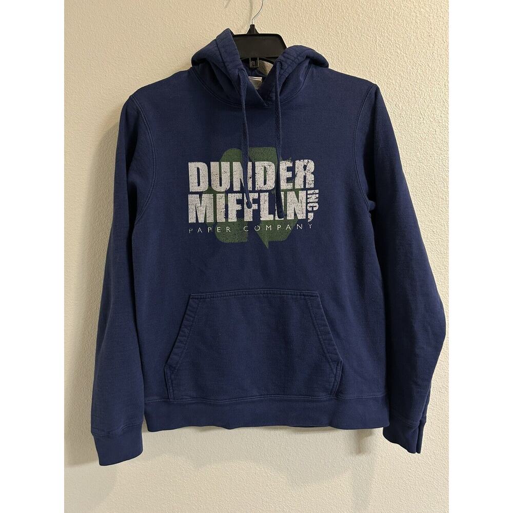 The Office‎ Dunder Mifflin Mens Sweatshirt Hoodie Size S Navy Hooded Pullover
